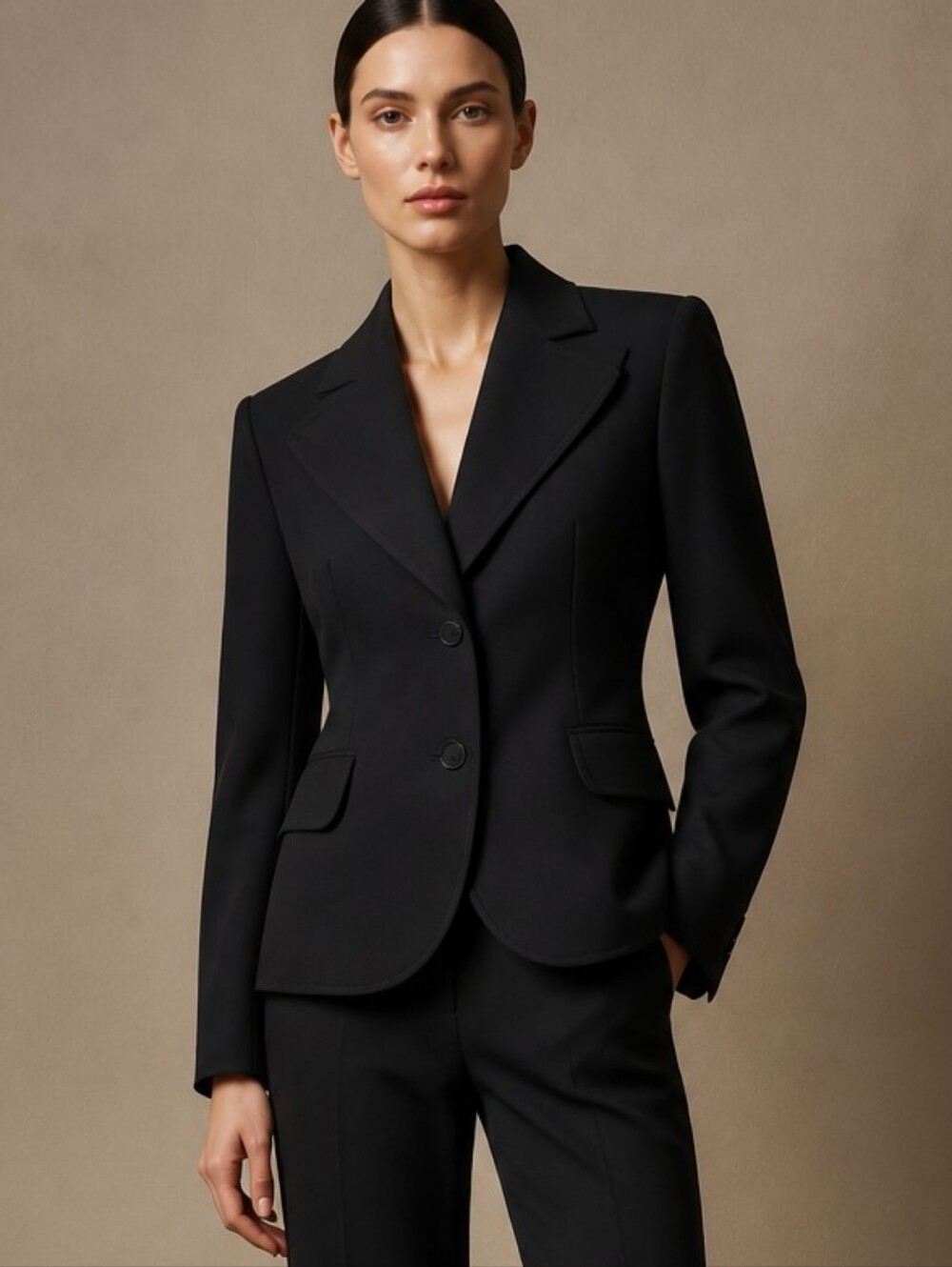 Akris Punto Black Wool Tailored Blazer with Notched Lapels And Faux Pockets